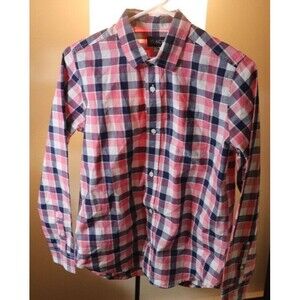 Childrens Place Red White Blue Plaid Button Down Long Sleeve 14 XL